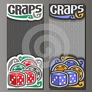 Vector vertical banners for Craps gamble