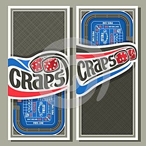 Vector vertical banners for Craps gamble