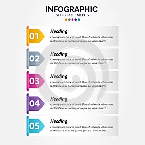 Vector Vertical Infographic design with icons. 5 options or 5 steps. process diagram. flow chart. info graph