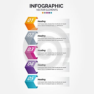 Vector Vertical Infographic design with icons. 5 options or 5 steps. process diagram. flow chart. info graph