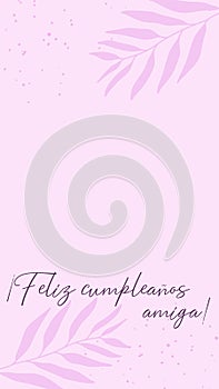 Vector vertical template Happy Birthday Friend in Spanish language