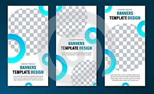 Vector vertical web banner templates with round elements for photo