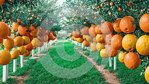 Vector Verve National Creamsicle Day in a Captivating Citrus Orchard.AI Generated