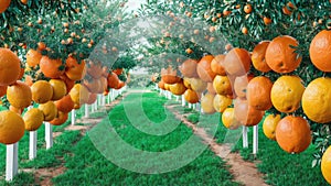 Vector Verve National Creamsicle Day in a Captivating Citrus Orchard.AI Generated photo