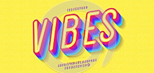 Vector vibes font 3d bold colorful style