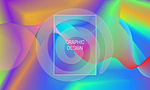 Vector vibrant gradient background with iridescent guilloche wave. Template for backdrop generation
