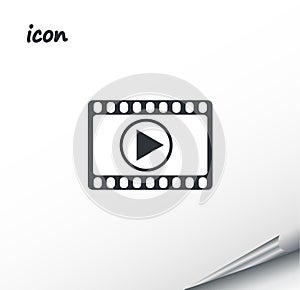 Vector video icon on a wrapped silver sheet
