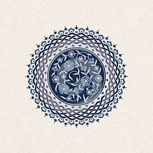 Vector vintage background with round arabesque with floral ornament. design for print, covers, interior