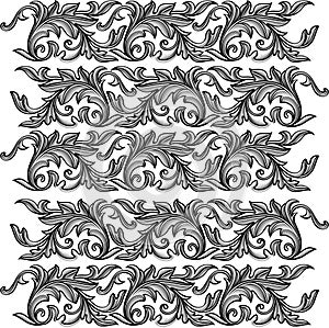 Vector vintage baroque engraving floral ornament seamless patter