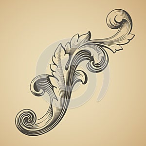 Vector vintage Baroque pattern design element photo