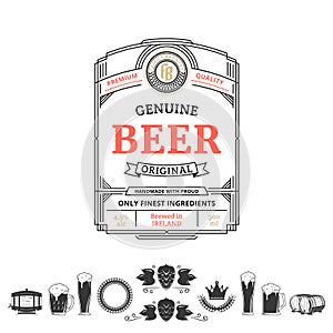 Vector vintage beer label and icons