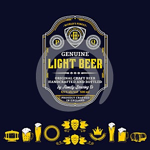 Vector vintage beer label and icons