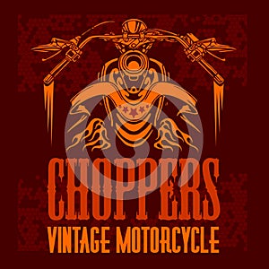 Vector vintage bikers badge. Retro chopper bike
