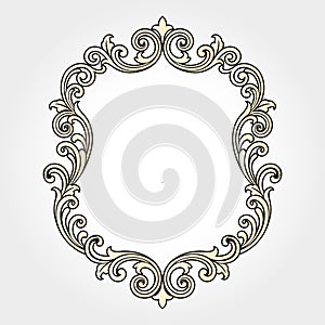 Vector vintage border frame engraving with retro ornament Vector