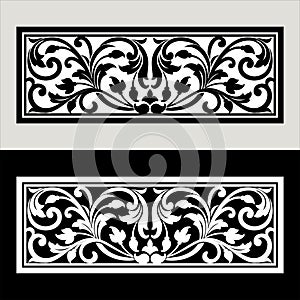 Vector vintage border frame logo engraving with retro ornament pattern in antique rococo style decorative design