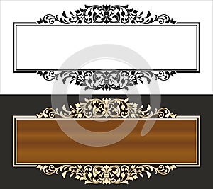 Vector vintage border frame logo engraving with retro ornament pattern in antique rococo style decorative design