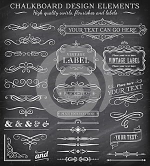 Vector Vintage Chalkboard Labels and Ornaments photo