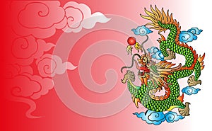 Vector vintage Chinese dragon engraving