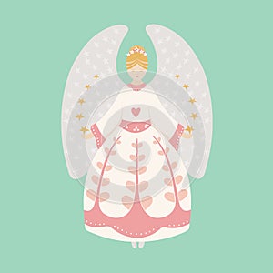 Vector vintage Christmas angel illustration. Pretty illustration perfect for christmas card, decorations and prints.