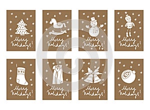 Vector Vintage Christmas and New Year cardboard tag labels