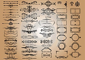 Vector Vintage Decorations Elements. Flourishes Calligraphic Ornaments and Frames. retro Style Design Collection