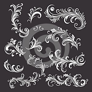 Vector Vintage Decorative Swirls, Scrolls, Floral Calligraphic Design Elements, Frames , Flourishes, Borders, Dividers