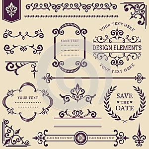 Vector vintage design elements. photo