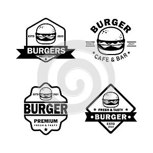 vector vintage fast food logo burger set white background