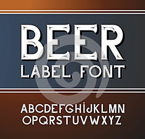 Vector vintage font. Beer label style