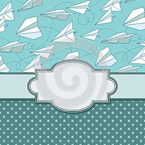 Vector vintage frame with paper planes.