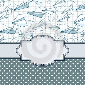 Vector vintage frame with paper planes.