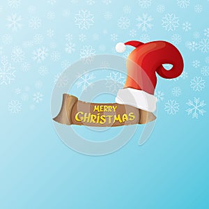 Vector vintage funky cartoon Santa Claus like hand icon on blue background with snowflakes. thumbs up santa hand symbol