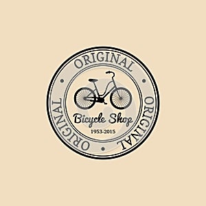 Vector vintage hipster bicycle logo. Modern velocipede emblem for card templates, shop, company advertising poster etc.