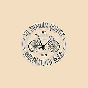 Vector vintage hipster bicycle logo. Modern velocipede emblem for card templates, shop, company advertising poster etc.