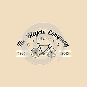 Vector vintage hipster bicycle logo. Modern velocipede emblem for card templates, shop, company advertising poster etc.