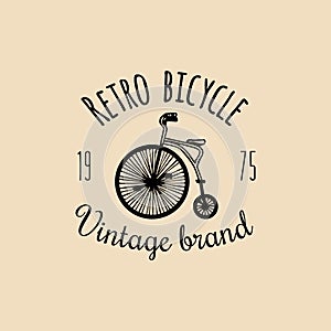 Vector vintage hipster bicycle logo. Retro velocipede emblem for card templates, store, company advertising poster etc.