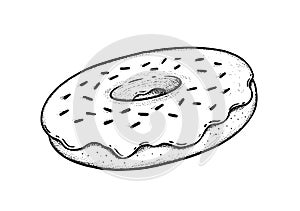 Vector vintage illustration of Donut