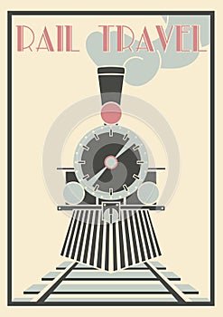Vector vintage Illustration Of Steam Locomotive - Rail Travel.