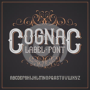 Vector vintage label font. Cognac style.