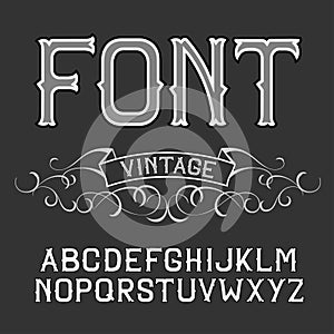 Vector vintage label font on a dark background.