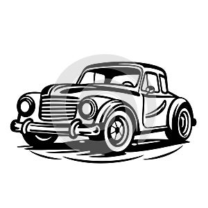 Vector vintage low rider auto, retro old car illustration icon