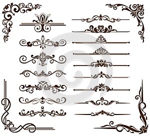 Vector vintage ornaments, corners, borders