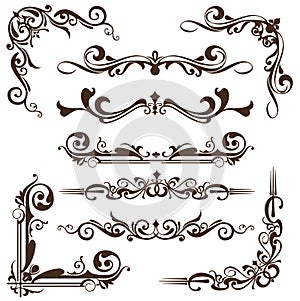 Vector vintage ornaments, corners, borders