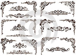 Vector vintage ornaments, corners, borders