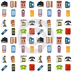 Vector vintage phones retro lod telephone seamless pattern background connection device technology telephonic