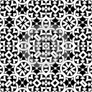 Vector vintage seamless black and white floral pattern.
