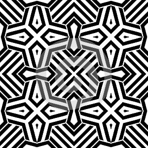 Vector vintage seamless black and white floral pattern.