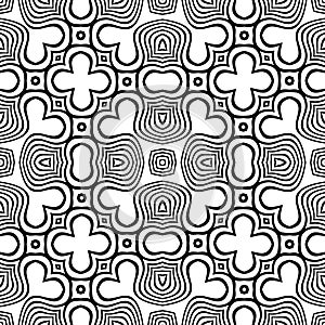 Vector vintage seamless black and white floral pattern.