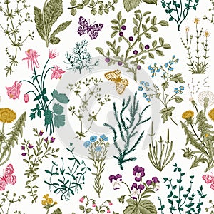 Vector vintage seamless floral pattern.