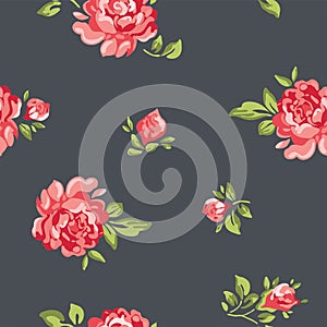 Vector vintage seamless floral pattern wallpaper with colorful roses